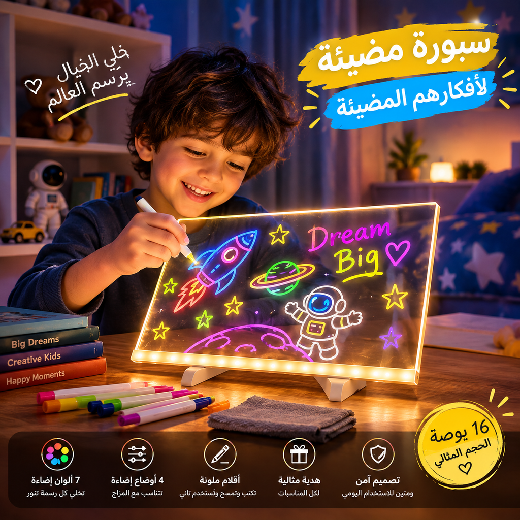 السبورة المضيئة الاصلية – إبداع مضيء بـ 7 ألوان